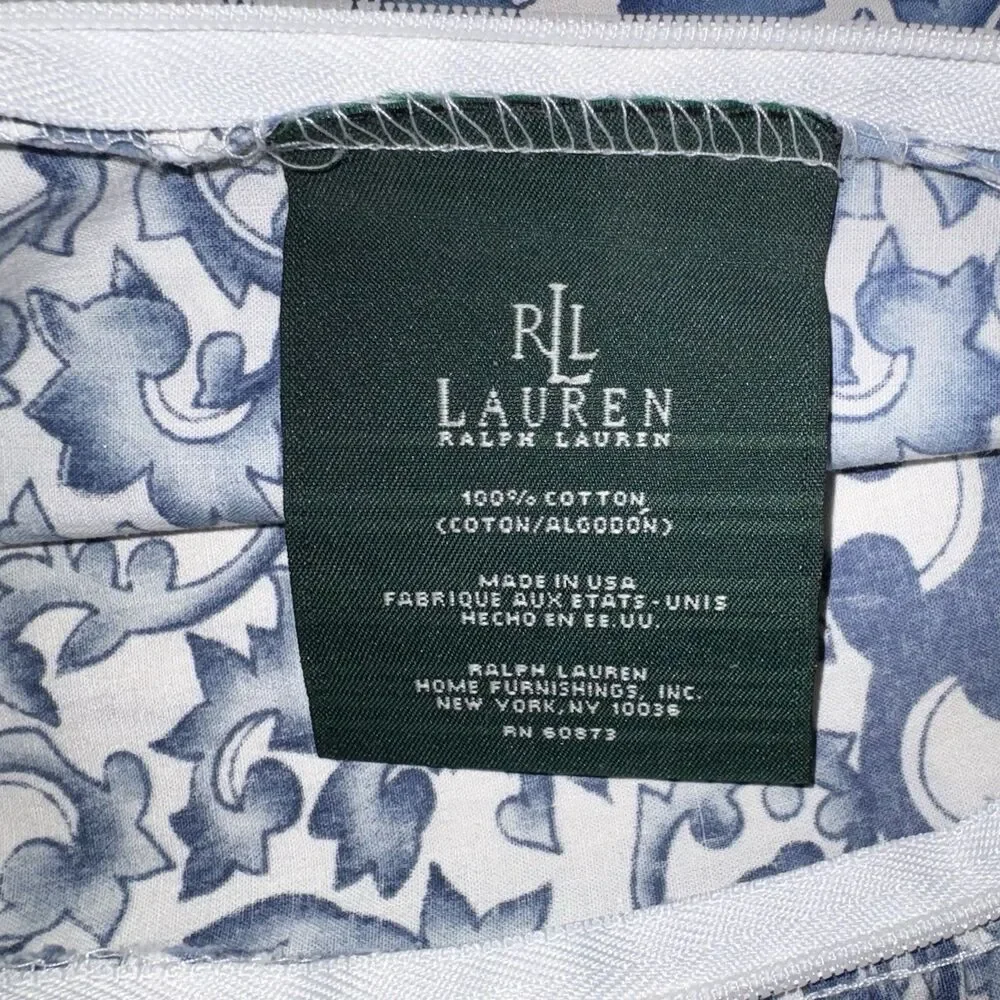Vintage Ralph Lauren Blue Porcelain Tamarind Chinoiserie Pillow Cover 18 x 18